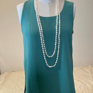 NEW EMPORIO ARMANI: Green Jade/Teal  Tank Top High-Low hem, WT Size 40/US Size 6